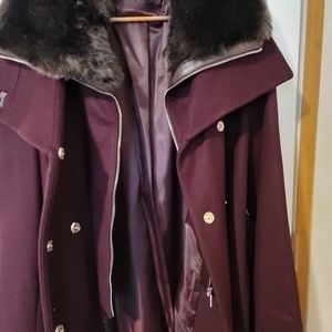 French Connection BURGANDY wool coat- XL